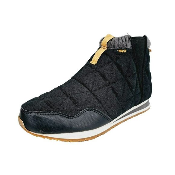 Teva ReEmber Quilted Mid Top Sneaker 9 Black Yellow Pull On Chelsea Stretch Knit - Picture 13 of 13